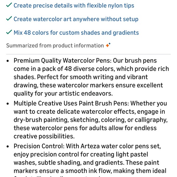 ARTEZA 48 Premium Real Brush Pens Unique Colors/Blendable/Water-Based Ink - Picture 10 of 12